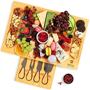 Unique Bamboo Cheese Board, Charcuterie Platter and Serving Tray