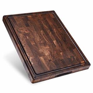 Large Walnut Wood Cutting and Charcuterie Board With Non-Slip Feet