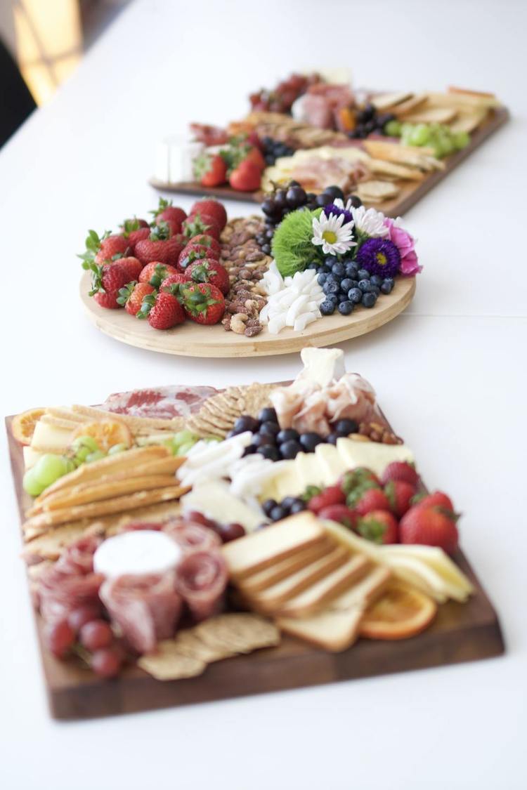 Cheese and Cold Cut Charcturie Boards with Fresh Berries and Nuts