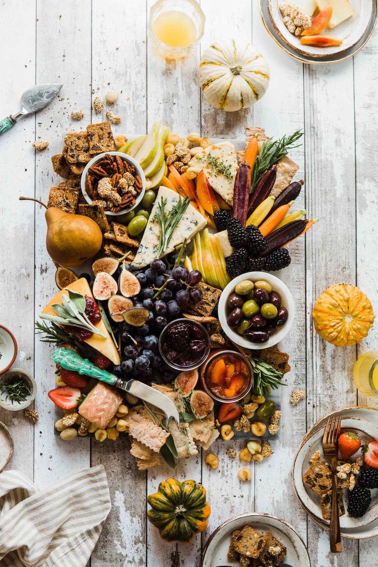 Fall Harvest Charcuterie with Olives, Berries, Figs, Pears, Grapes and Jams Recipe