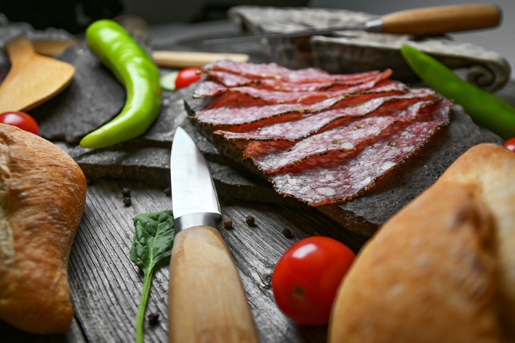 Charcuterie Recipe - Salami Charcuterie Board with Peppers and Tomatoes