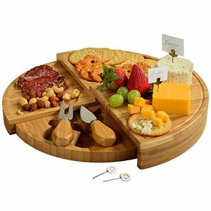 Bamboo Cheese and Charcuterie Board With Knives and Cheese Markers