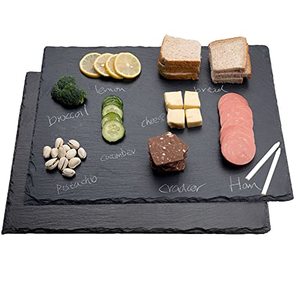 Wlwnwft 2 Piece Large Slate Cheese Boards, Cheese Tray and Serving Tray